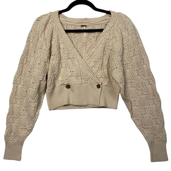 Free People Olive You Butterfly Knit Natural Cardigan Sweater Size XS - Picture 2 of 10